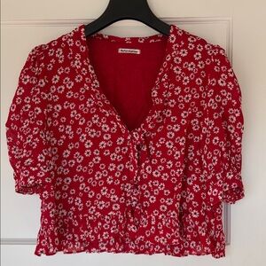 Reformation Red Floral Blouse M